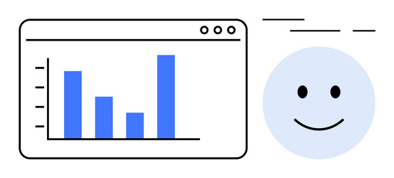 data analytics with bar graph and happy face vector image
