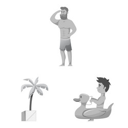 isolated object of pool and swimming icon set vector image