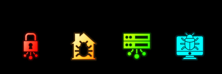 set cyber security house system bug server data vector image