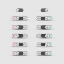 Set of metal toggle switch icons buttons vector