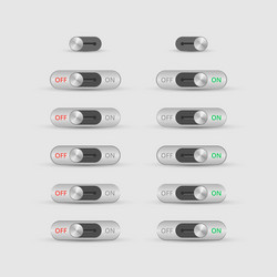 Set of metal toggle switch icons buttons vector