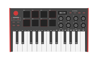 small synthesizer midi controller two octaves vector image