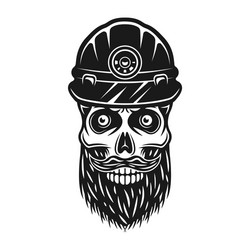 bearded skull dead miner in protective helmet Vector Image