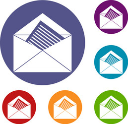 open envelope with sheet of paper icons set vector image