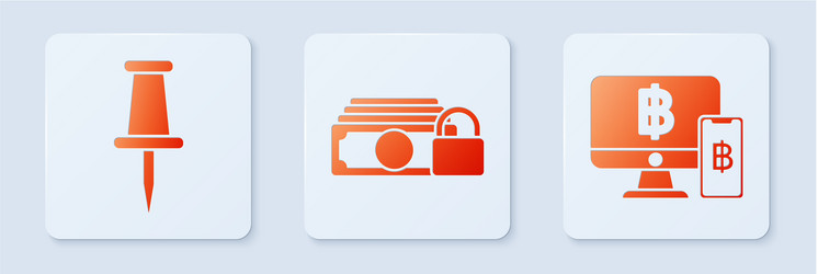 set money with lock push pin and computer monitor vector image