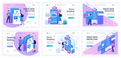 Set of landing pages for testing different mobile vector
