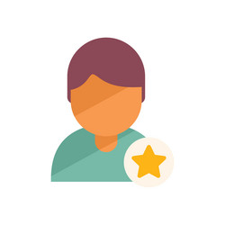 user icon flat star review vector