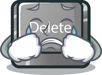 crying delete button in shape mascot vector image