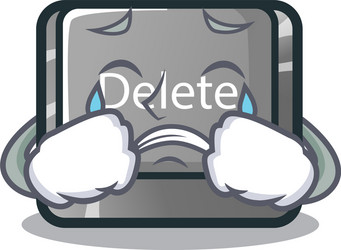 Crying delete button in shape mascot vector