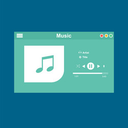 media player application app template with flat vector image