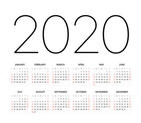 Calendar 2020 desk template set 12 Royalty Free Vector Image