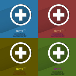 color set plus flat modern web button with long vector image