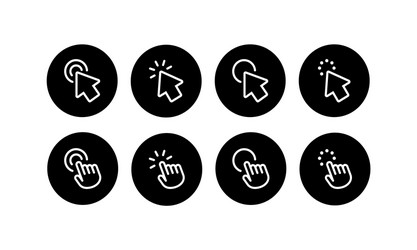 computer mouse click cursor and pointer icon set vector image