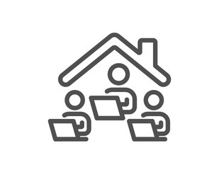 Work at home line icon teamwork sign vector