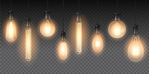 Set realistic luminous lamps vector