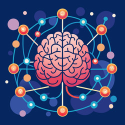 ai brain with neural connections a repeating vector image