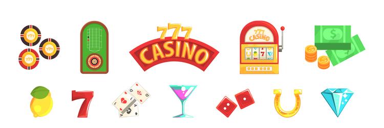 casino game object and element colorful set vector image