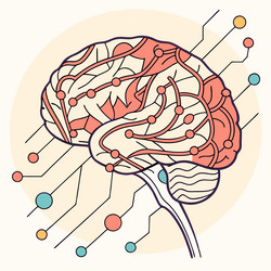 ai brain with neural connections a repeating vector image