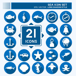 sea icon set suitable for education symbol long vector