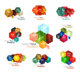 Set of hexagon navigation option diagrams vector