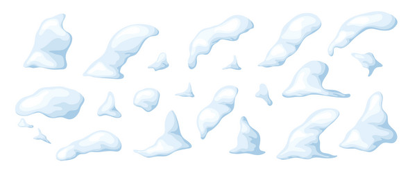 set of snow elements for ui design game snowy vector