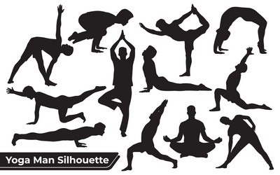 Yoga Poses Silhouette Collection Vector Image