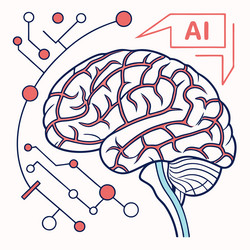ai brain with neural connections a repeating vector image