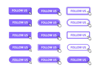 follow us button with pointer clicking web vector image