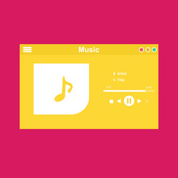 media player application app template with flat vector