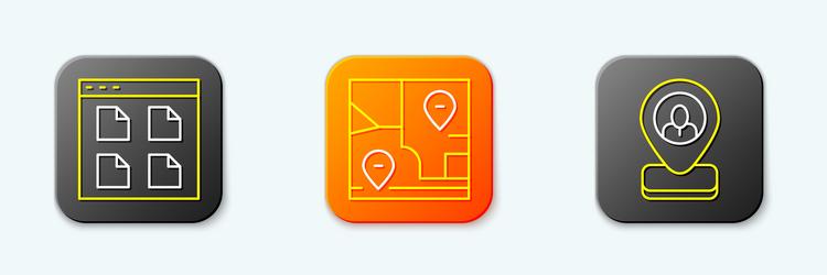 set line browser files folded map with location vector image