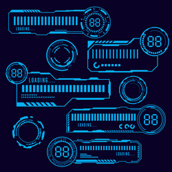 set of loading progress frame hud technology vector