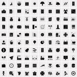 100 solid business icons for web and print vector image