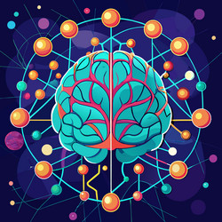 ai brain with neural connections a repeating vector image