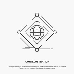 complex global internet net web icon line gray vector image