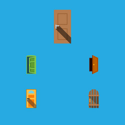 Flat icon approach set of exit entry wooden vector