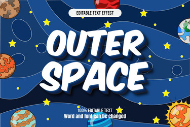 outer space editable text effect 3d emboss cartoon vector image
