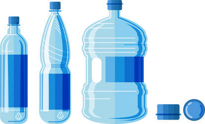 Plastic water bottle set isolated vector