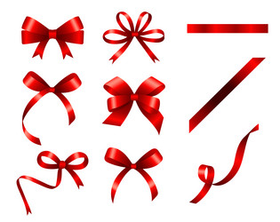 present red bow gift box package redding ribbon vector image