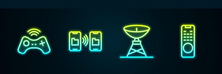 set line wireless gamepad data transfer vector image