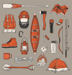 Vintage Outdoor Recreation Icons Vector Image