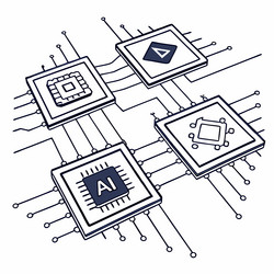 ai chipsets in a symmetrical grid the blueprint vector image