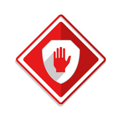 shield with hand block or adblock - flat icon vector