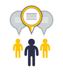 technical support team three man with speech vector image