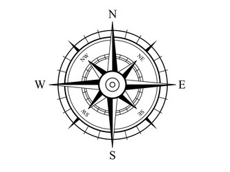 Wind rose compass on an isolated background vector