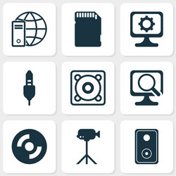 Computer icons set with settings speaker vector