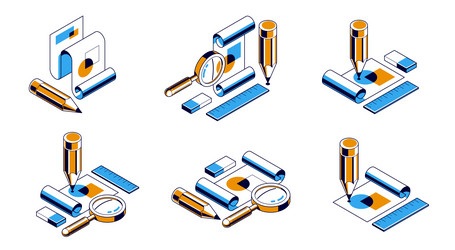 engineering project concept set paper document vector image