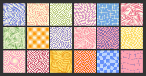 groovy checkered pattern colorful distorted tiled vector image