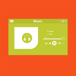 media player application app template with flat vector image