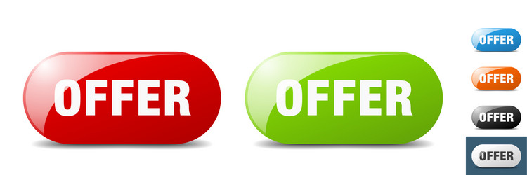 Offer button key sign push set vector