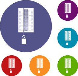 physics dynamometer for laboratory work icons set vector